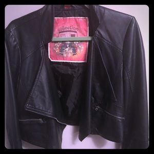 Faux leather jacket.
